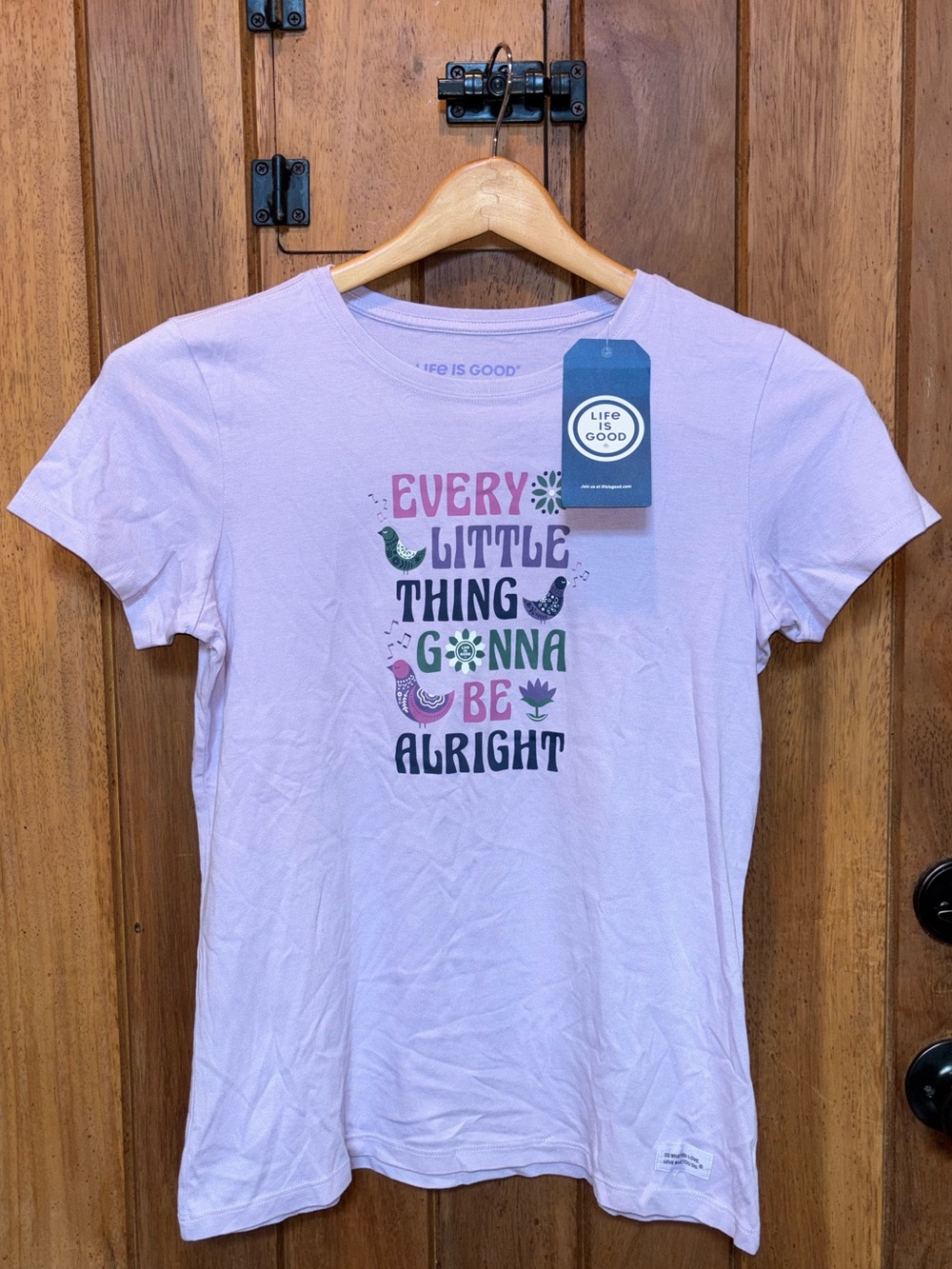 Life Is Good Lavender Graphic Tee with Multicolor Print
